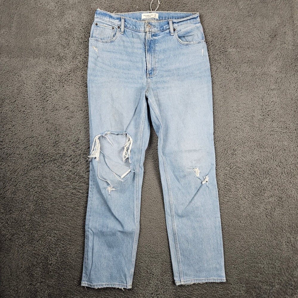 Abercrombie & Fitch 90s Straight Ultra High Rise Distressed Jeans 29 8R‎